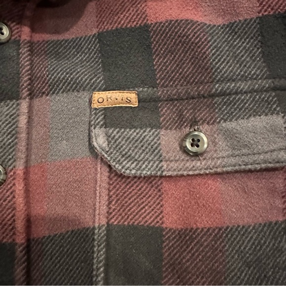 Orvis Big Bear Heavy Weight Plaid Flannel Shirt Jacket Shacket Hand Pockets M - Picture 6 of 12
